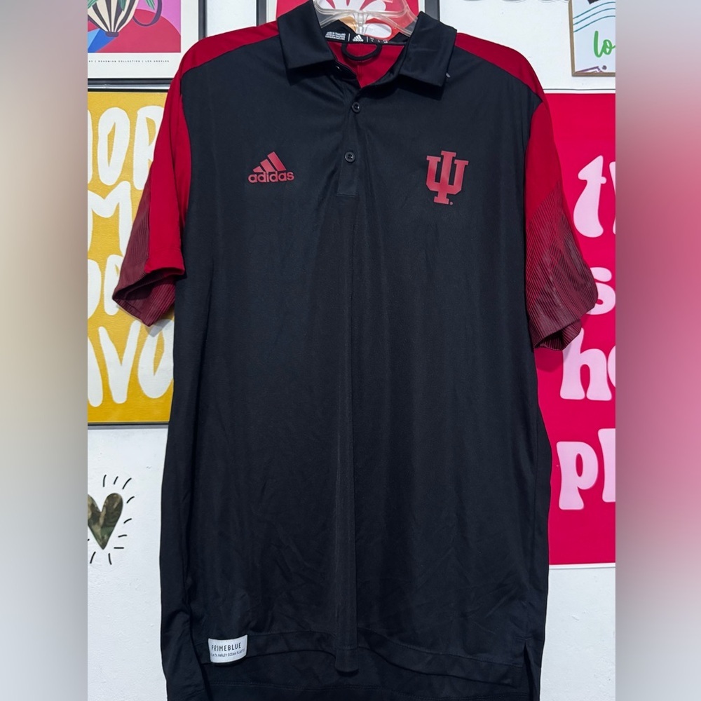 Adidas Indiana‎ University PRIMEBLUE Polo Shirt - Men’s Large - Black & Red